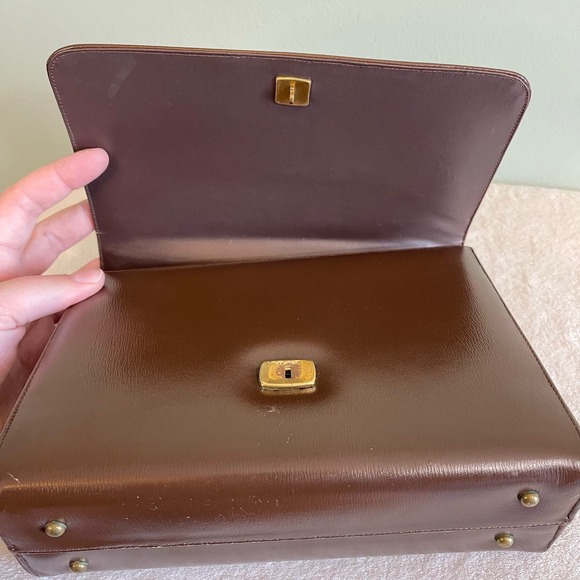 Vintage Saks Fifth Avenue Womens Brown Snap Leather Top Handle Flap Over Handbag - Picture 14 of 16